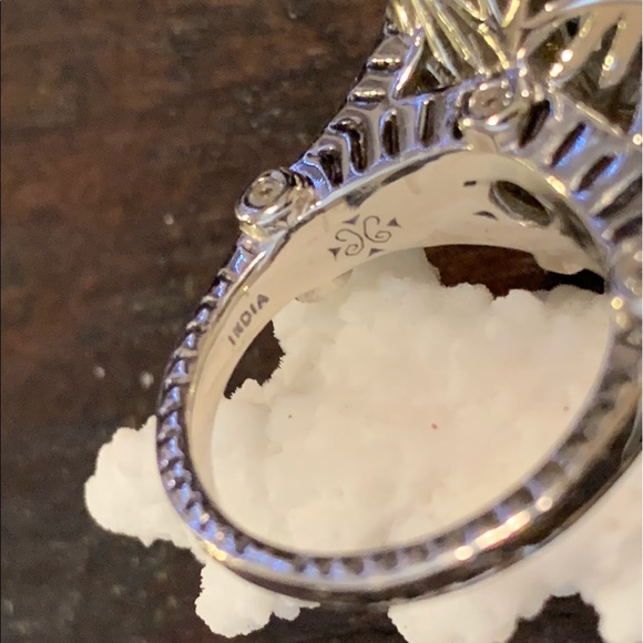 Sterling Silver 925 Blue Topaz Halo Ring Size: 5 - Picture 7 of 9